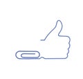 Hand lifts thumb up. in the form of a paper clip. vector illustration